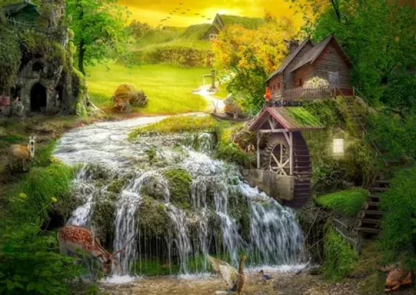 ENJOY Puzzle Zrub pri kúzelnej riečke