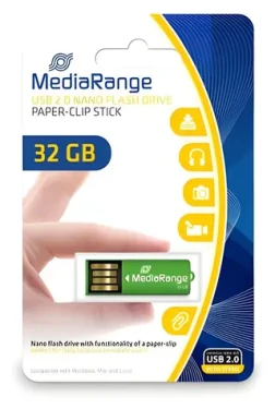 MediaRange Nano 32GB zelená / Flash disk / USB 2.0 / čítanie 14 MB/s / zápis 4 MB/s (MR977)