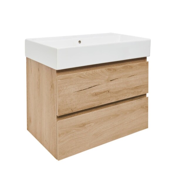 Kúpeľňová skrinka 2 zásuvková s umývadlom SAT B-Way 79x50x45 cm dub mat BWAY280OAKU2BI BWAY280OAKU2BI