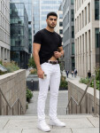 Pánske džínsy slim fit s opaskom biele FashionStreet UX4498 s32