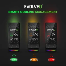 Evolveo QuietCool7 čierna / Chladič CPU / LCD displej / 6x heatpipe / 120mm ventilátor / ARGB (QUIETCOOL7-BK)
