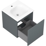 MEXEN/S - Rivel kúpeľňová skrinka 45 cm s umývadlom Vela, 1 šuplík, reliéf, grafit mat/biela mat 91A20-04547-1-BF66-W23M01