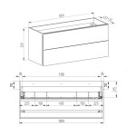 Mereo Aira, kúpeľňová skrinka s keramickým umývadlom 121 cm, dub Halifax CN743