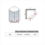 H K - Štvrťkruhová sprchová zástena LUREN S2 90, číre sklo, R550 vrátane sprchovej vaničky z liateho mramoru SE- LURENS290 / SE- ROCKY-90Q