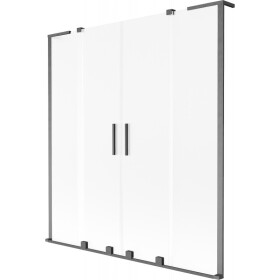 MEXEN/S - Velar L Duo dvojkrídlová posuvná vaňová zástena 150 x 150, dekor, grafit kartáčovaná 896-150-003-32-66