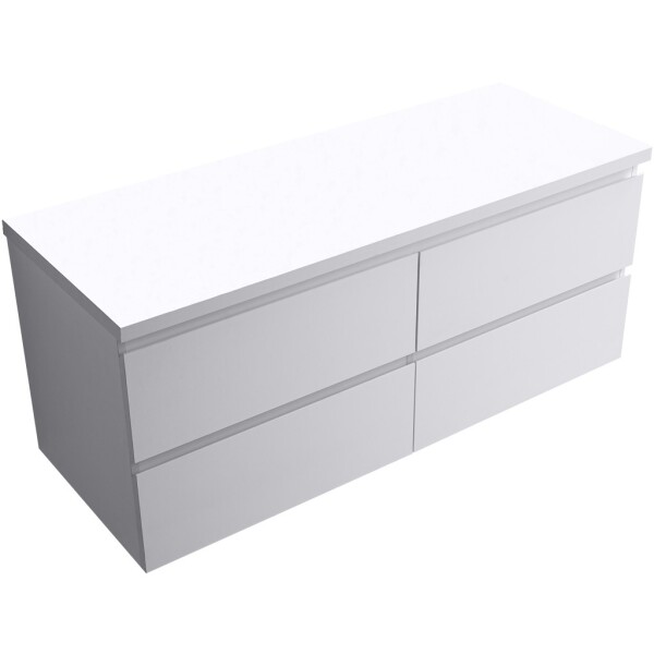 CERANO - Kúpeľňová skrinka Carole + doska pod umývadlo Navira Pro - 36 mm - biela matná - 120x51,6x46 CER-668264