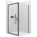 CERANO - Sprchovací kút Varone LINE Ľ/P - 6 mm - čierna matná, transparentné sklo - 120x100x195 - posuvný CER-DY505B-90-198
