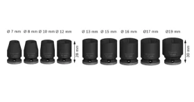 BOSCH 2608003036 / 9-dielna sada nástrčných kľúčov PRO Impact / 3/8" vonkajší štvorhran (2608003036)