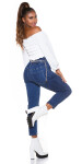 Sexy High Waist Jeans with Elastic Wais denimblue 34