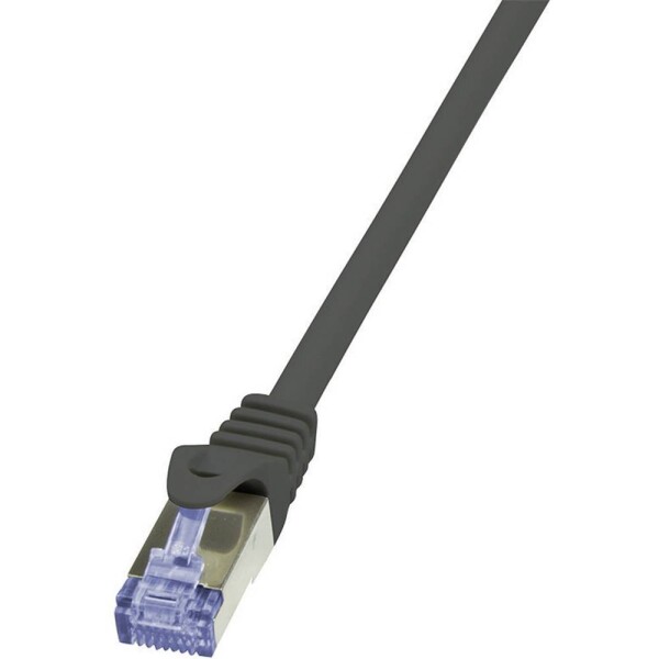 LogiLink CQ3073S RJ45 sieťové káble, prepojovacie káble CAT 6A S/FTP 5.00 m čierna samozhášavý, s ochranou 1 ks; CQ3073S