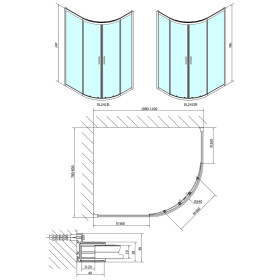 POLYSAN - EASY štvrťkruhová sprchová zástena 1100x800, L/R, číre sklo EL2415