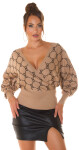 Sexy wrap look sweater with V-Neck Einheitsgroesse