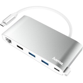 Hama 200111 USB 3.2 C Multiport húb strieborná / 8 portov / 3x USB-A / 2x USB-C / VGA / HDMI / LAN (200111-H)