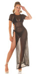 Dámske sexi plážové šaty zo sieťoviny s XXL rozparkom 210221 black - Koucla S