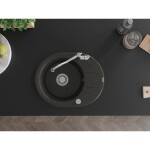 MEXEN/S MEXEN/S - Kevin granitový drez 1-miska s odkvapkávačom vrátane batérie Carla, čierna/zlatá metalik 6517-75-670700-00