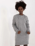 Šedé pletené šaty s kapucňou (0582) odstíny šedé uni velikost