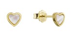 Evolution Group Pozlátené srdiečkové náušnice s perleťou 11708.1