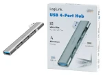 LogiLink kompaktný USB hub strieborná / USB hub / 1x USB-A 3.0 / 3x USB-A 2.0 / 5 Gbit/s (UA0436)