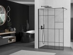MEXEN/S - KIOTO Sprchová zástena WALK-IN 90x200 cm 8 mm, čierna, čierny vzor 2 800-090-101-70-78