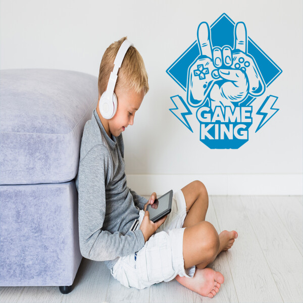 Veselá Stena Samolepka Game King Farba: modrá, Veľkosť: 80 x 93 cm