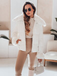 Dámska prešívaná krátka bunda s kožušinou biela FashionStreet TY5070 XL