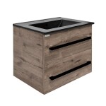 Kúpeľňová skrinka s čiernou úchytkou a umývadlom SAT Cube Way 60x53x46 cm dub Wellington mat CUBE46C602DWMODC CUBE46C602DWMODC