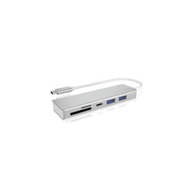 IcyBox IB-HUB1413-CR USB Hub strieborná / 2x USB 3.0 / 1x USB-C / čítačka kariet microSD / dopredaj (IB-HUB1413-CR)