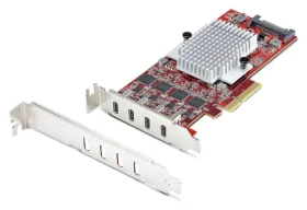 StarTech PCIe karta 4X USB-C 10Gbps červená / Radič USB / PCIe / USB 3.2 Gen 2 / Low Profile (P10Q4C-USB-CARD-LP)