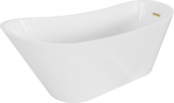 MEXEN/S - Alta voľne stojaca vaňa 170 x 75, biela, sifón a prepad zlatá kartáčovaná 52141707500-55