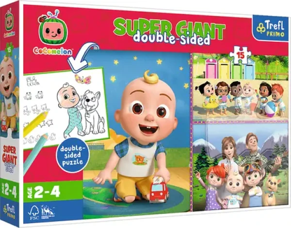 Trefl - Puzzle - Obojstranné puzzle Cocomelon: Veselý deň s priateľmi SUPER GIANT