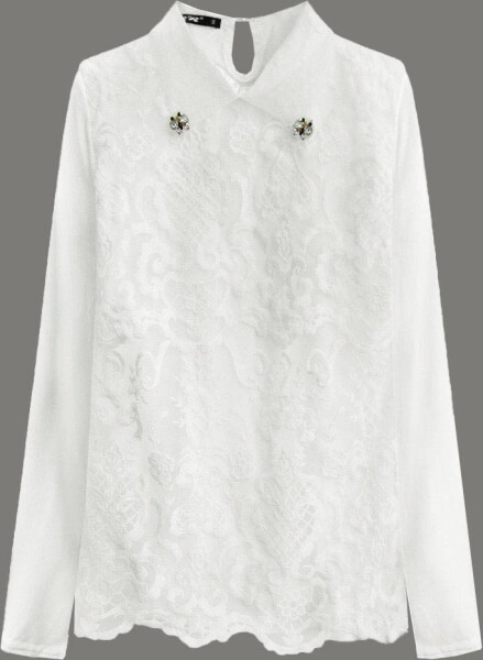 Elegantní halenka v barvě ecru s límečkem model 17825008 ecru L (40) - LJR