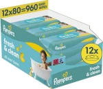 Pampers Fresh Clean / Vlhčené obrúsky / 960 ks (12 × 80 ks)