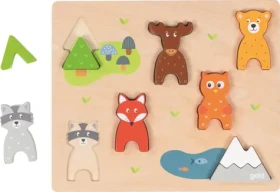 GOKI Drevená vkladačka divoké zvieratká