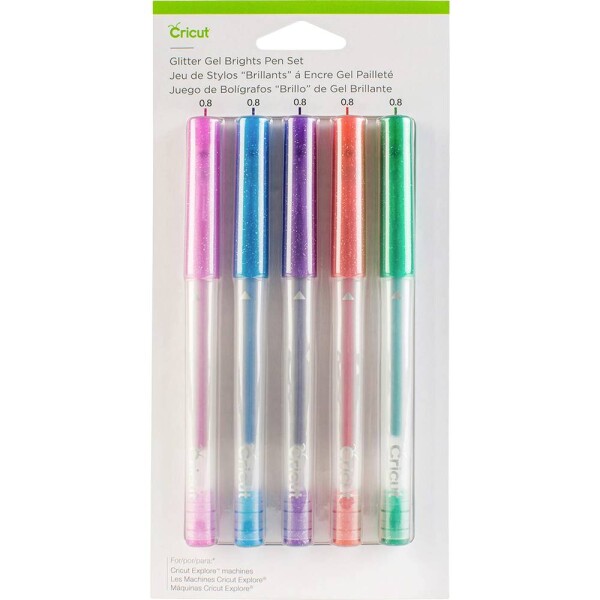 Cricut Explore/Maker Medium Point Gel 5-Pack Glitter Brights sada pera trblietavý efekt, červená, zelená, ružová, fialová, modrá; 2004026