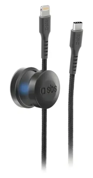 SBS čierna / Kábel USB-C - Lightning / MFI / 18 W / 2 m / magnetický držiak