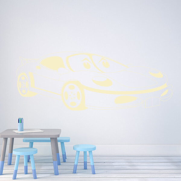 Veselá Stena Samolepka Detské autíčko Porsche Farba: béžová, Veľkosť: 100 x 44 cm