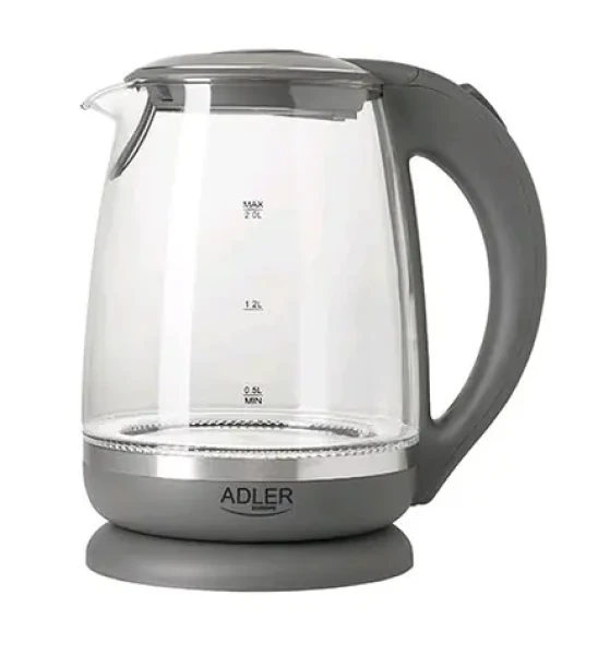 Adler AD 1286 šedá / Rýchlovarná sklenená kanvica / 2200 W / 2 L (AD 1286)