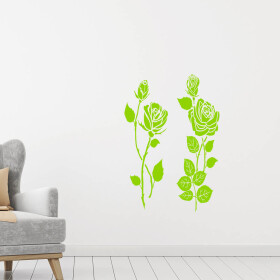 Veselá Stena Samolepka Dve ruže Farba: zelená, Veľkosť: 60 x 66 cm