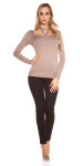 Trendy KouCla sweater with neck lacing rivets Einheitsgroesse