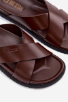 Pánske kožené papuče Big Star TT174218 Dark brown 45