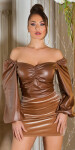 Sexy Koucla leahter look Off Shoulder Top brown Einheitsgroesse