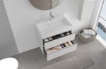 CERANO - Kúpeľňová skrinka Velora - biela matná, úchytka chróm + umývadlo z lit. mramoru s otvorom Vita - biela lesklá - 70x63x46,5 CER-8050BD83874
