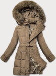 Dámska hnedá zimná bunda s ozdobnými pásmi (23MY-208) odstíny hnědé L (40)