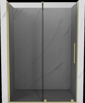 MEXEN/S - Velár posuvné sprchové dvere 140, grafit, zlatá kartáčovaná 871-140-000-41-55