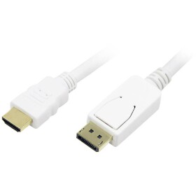 LogiLink DisplayPort / HDMI káblový adaptér Konektor DisplayPort, Zástrčka HDMI-A 2.00 m biela CV0055 pozlátené kontakty Kábel DisplayPort; CV0055