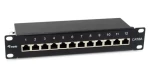 Equip 10" čierna / Patch panel / 12 portov / Cat6a FTP / 1U / 500 MHz (326623)