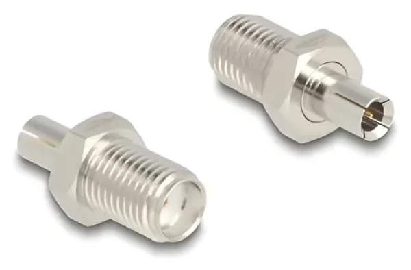 DeLock strieborná / Adaptér SMA (F) - TS9 (M) / pozlátené kontakty / 50 Ohm (90108)
