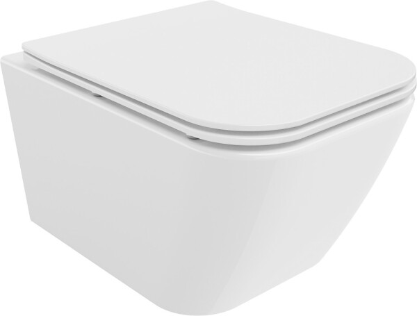 MEXEN - Madox Závesná WC misa Rimless vrátane sedátka s slow, Duroplast, biela 30154000