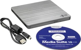 Hitachi-LG GP60NS60 strieborná / Externá napaľovacia mechanika / slim / DVD+-RW / M-Disc / USB 2.0 (GP60NS60.AUAE12S)