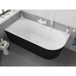 MEXEN/S - Silo voľne stojaca rohová vaňa ľavá reliéf 150 x 75, biela/čierna, sifón a prepad biał 52891507575L-20